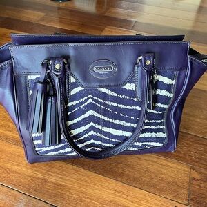Coach legacy medium Candance medium carryall zebra animal print purple and cream